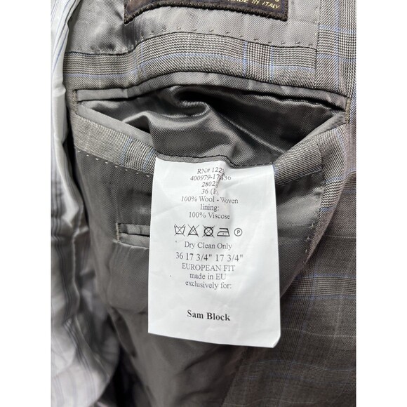 J Hilburn Vitale Barberis Men 36R Blazer European Fit Gray Wool Glen Plaid - Picture 10 of 16